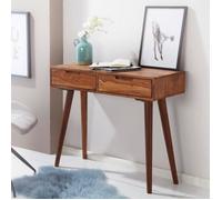 FineBuy Table Console entrées Bois Massif Sheesham 90 x 76 x 36 cm Console | Table Console Meubles avec Deux tiroirs - Capacité de Charge maximale: 50 kg - Table de Bureau Design Table de Couloir