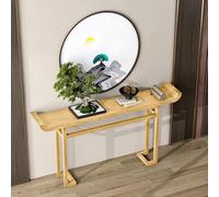 Table Console en Bois Massif,Table d'Appoint Entrée à Bord Courbe Relevé