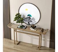 Table Console en Bois Massif,Table d'Appoint Entrée à Bord Courbe Relevé