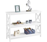 Table Console en Bois Meuble d'Entrée Pied en X Stable Blanc Table Salon Moderne