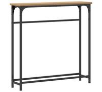 Table console en chêne Artisan 75 x 19,5 x 75 cm avec cadre en acier | Aspect industriel, étagère ouverte, polyvalente, design fin, montage facile