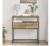 Table Console en Chêne Artisanal 75x40x75 cm Bois d Ingénierie et Acier