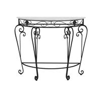 Table console en demi-lune avec pieds en métal et dessus en imitation marbre, table d'appoint élégante pour entrée de salon et couloir, parfaite pour les petits espaces (80 x 40 x 80 cm)