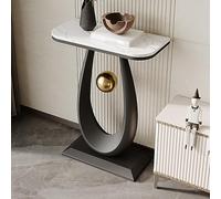 Table Console en Pierre Frittée, Meuble d'Entrée Moderne avec Base en U et Sphère Dorée, Meuble d'Appoint Étroit pour Couloir, Salon(Black1,60cm/23.6in)
