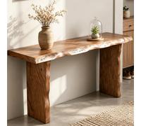 Table console en pin massif Live Edge de 31,5 à 70,9 pouces, tables d'entrée rustiques étroites, table d'appoint de canapé mince pour couloir, fenêtre et décoration de petit espace Walnut 160cm/63in