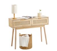Table Console en Rotin-VEVOR-2 Tiroirs-Porte Coulissante-1000 x 300 x 745 mm-Rangement-Salon-Bureau-Entrée ou Mur TV-Couleur du