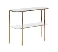 Beliani Table Console en Verre Effet Marbre Blanc Pieds Métalliques Dorés Glam Calvert
