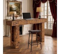 Table Console Entrée Longue 160cm,Meuble Console Étroite En Bois Intemporel | Effet Brûlé en Relief, Style Rustique, Meuble Derrière Canapé pour Salon, Couloir, Présentoir Multifonction (160x35x85cm)