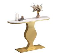 Table Console Étroit Moderne avec Plateau en Pierre Frittée, Table d'Entrée avec Base en Métal Courbé, Meuble de Couloir ou Salon, Facile a Monter(Gold,80 x 30 x 80 cm)