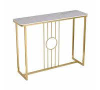 Table console étroite avec dessus en marbre et cadre doré, étagère arrière de canapé élégante pour salon, H et hall d'entrée, 80 × 30 × 80 cm, table basse élégante