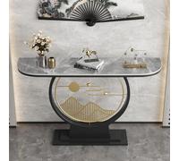 Table console étroite avec plateau en dalle de pierre, table de canapé décorative pour couloir, cadre en métal, assemblage simple pour salon et foyer