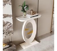 Table console étroite avec plateau en pierre frittée pour entrée, salon, couloir, base en forme de goutte, table d'appoint moderne