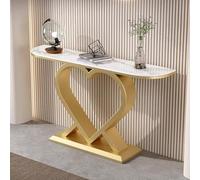 Table console étroite de luxe en dalle de roche avec cadre en métal en forme de cœur pour entrée, chambre, salon, foyer
