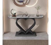 Table console étroite de luxe en dalle de roche avec cadre en métal en forme de cœur pour entrée, chambre, salon, foyer