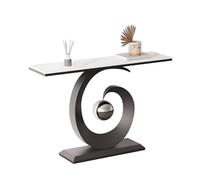 Table Console Étroite et Moderne avec Plateau en Pierre Italienne de Luxe Léger et Piètement Stable, Table Entrée Déco pour Couloir, Foyer et Salon(White,100 * 30 * 80cm)