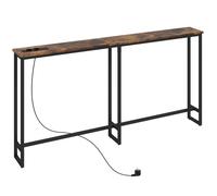 Table console étroite - HOMCOM - style industriel - prises de courant et USB - pour salon entrée couloir - 160x20x80cm - marron