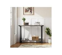 Table console étroite industrielle 2 niveaux en MDF et métal Gris