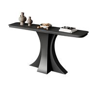 Table Console Étroite Moderne et Durables avec Plateau en Vrai Pierre et Cadre Métallique Épaissi Installation Facile pour Entrée, Couloir, Chambre Salon(Black,100 * 30 * 80cm)