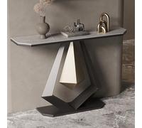 Table console étroite moderne pour derrière le canapé - Table d'entrée de 150 cm avec base géométrique en métal, design industriel pour salon, couloir et couloir (noir)