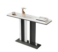 Table Console Étroite Multi Usage pour Entrée avec Plateau Ardoise Gris Clair et Cadre Noir Épuré et Élégant Parfaite pour Couloirs Chambres et Salons(White1,80 * 30 * 80cm)