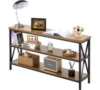 VEVOR Table Console étroite pour canapé, 140 x 34 x 76,2 cm, Table d'entrée Longue à 3 Niveaux, Console Meuble avec Cadre en métal, pour Couloir, Salon, Bureau et Chambre à Coucher, Marron et Noir