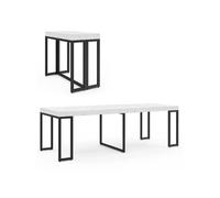 IDMarket - Table Console Extensible 10 Personnes 235 cm Plateau Effet marbre Blanc Alaska