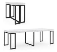 IDMarket Table console extensible Alaska 10 personnes 235 cm plateau effet marbre blanc