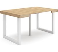 Table console extensible, 140x90x73cm, Pour 6 personnes, Pieds bois massif, Chêne