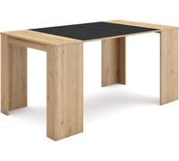 Table console extensible, 160x90x77cm, Pour 8 personnes, Table à Manger, Chêne et noir