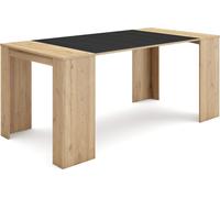 Table console extensible, 180x90x77cm, Pour 8 personnes, Table à Manger, Chêne et noir