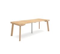 Table console extensible, 220, Pour 10 personnes, 222x90x72,6cm, Pieds en bois, Chêne, RF3063