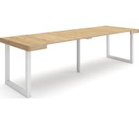 Table console extensible, 262x90x73cm, Pour 12 personnes, Pieds bois massif, Chêne
