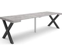 Table console extensible, 262x90x73cm, Pour 12 personnes, Pieds bois massif, Ciment