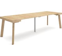 Table console extensible, 262x90x73cm, Pour 12 personnes, Pieds en bois, Chêne