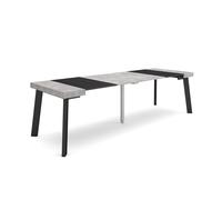 Table console extensible, 262x90x73cm, Pour 12 personnes, Pieds en bois, Ciment