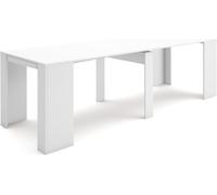 Table console extensible, 262x90x77cm, Pour 12 personnes, Table à Manger, Blanc