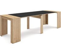 Table console extensible, 262x90x77cm, Pour 12 personnes, Table à Manger, Chêne et noir