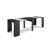 Table console extensible, 262x90x77cm, Pour 12 personnes, Table à Manger, Noir