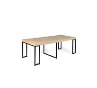 Table Console Extensible VELLA 2 en 1 Bois et Métal Noir 90-235 cm | 4 RALLONGES INCLUSES : repliée compacte en entrée, dépliée pour 10 convives, structure acier stable