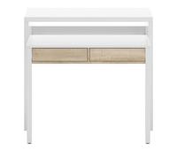 Table console extensible convertible en bureau coloris blanc et chêne - Hauteur 88 x longueur 99 x Profondeur 36-70 cm