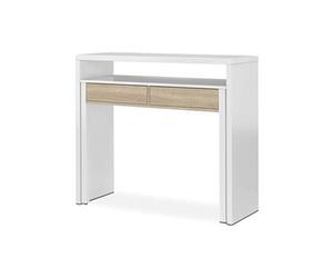Table console extensible convertible en bureau coloris blanc et chêne - Hauteur 88 x longueur 99 x Profondeur 36-70 cm