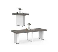 IDMarket - Table Console Extensible Eden 10 Personnes 235 cm béton et Blanc
