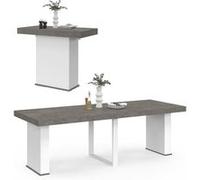 IDMarket - Table Console Extensible Eden 10 Personnes 235 cm béton et Blanc