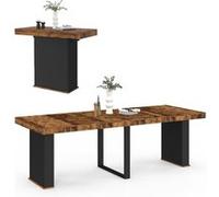 IDMarket - Table Console Extensible Eden 10 Personnes 235 cm Bois Effet Vieilli et Noir