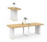 IDMarket – Table console extensible Eden 10 personnes 235 cm bois et blanc