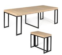 Table console extensible effet bois et métal - 4 rallonges