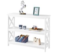 Table Console Extensible en Bois à 3 Niveaux - 106 x 35 x 80 cm - Table d'Entrée - Pied en X Blanc - Yaheetech