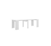 Table console extensible en chêne blanc brillant - Longueur 54-239 x Hauteur 77 x Profondeur 90 cm