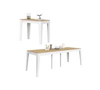 IDMarket Table console extensible Michel 235 cm pour 10 personnes bois façon hêtre Blanc