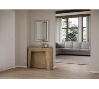 Table console extensible moderne jusqu'à 211 cm, design italien, finition chêne naturel, table de cuisine et table d'entrée multifonction